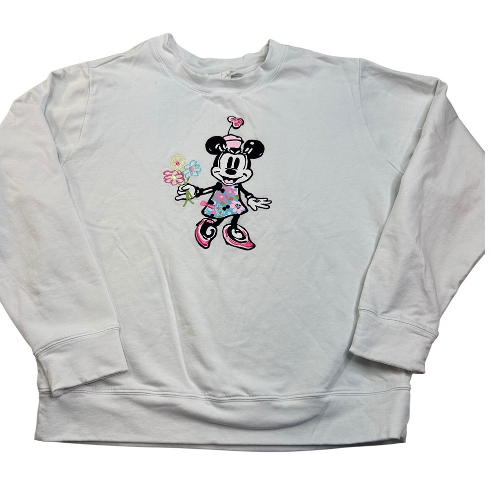Lilly Pulitzer x Disney Minnie Mouse Sweatshirt White Floral Graphic Small